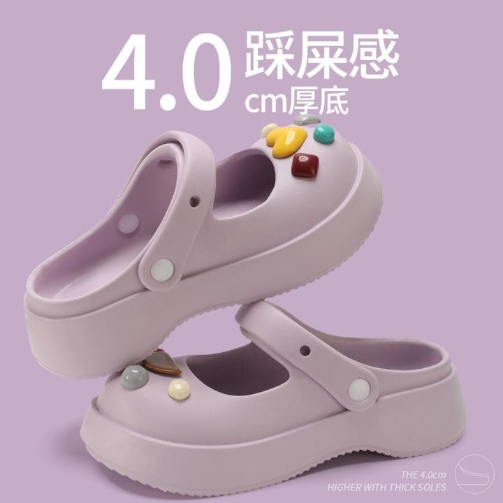 Cute%20accessory%20hole%20slippers,%20women%20wearing%20thick%20soled%20girl's%20heart%20cartoon%20wrapped%20cool%20slippers%20-%20Image%205