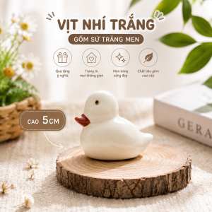 Trang trí sân vườn - Vịt nhí trắng đang ngồi cao 5cm - VITNHITRANGNGOI