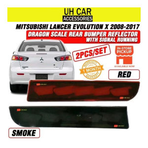 Mitsubishi Lancer Evolution X 2008 - 2017 Dragon Scale Rear Bumper Reflector With Signal Running ( 3 In 1 Function )