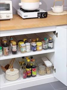 Storage basket desktop organizer for and miscellaneous items storage cabinet plastic rectangular transparent acrylic storage