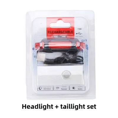 Bicycle Bike Headlight Taillight Front Rear Tail Back Light Set LED Torch Light USB Rechargeable