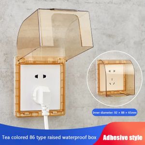 JAYQQ Wall-mounted Switch Protective Cover Plastic Self-Adhesive Socket Waterproof Box Power Outlet Supplies 86 Type Protection Socket Bathroom