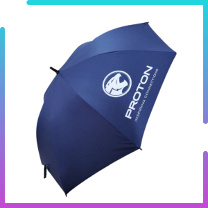 Proton Umbrella Big Umbrella Navy Blue Umbrella UV Automatic Umbrella Auto Open Close One Handed Golf Umbrella Windproof Waterproof/Payung Proton Logo Uv Automatik