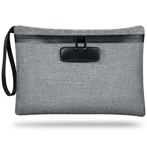 Money Bag with Lock11X7.5in Money Pouch for Travel Storage Durable Smell Proof Bag with Zipper for Cash Bank Deposits