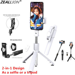 Zeallion Wireless Bluetooth Selfie Stick with Mirror and Mini Remote Control and Expandable Tripod Foldable Monopod Handheld Video Call for iPhone Xiaomi Samsung Oppo Vivo