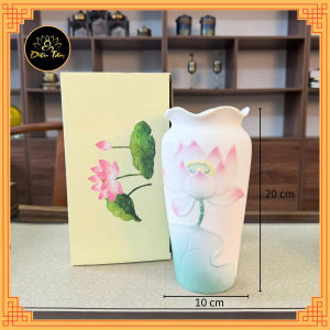 Lọ Hoa Gốm Trắng Hoa Sen Đức Hóa Lọ Hoa Thờ Cúng Bình Hoa cúng dường phật Bình hoa trang trí decor Mật tông Diệu Tâm
