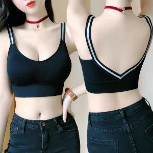 Lingerie Seamless Bra เสื้อในสตรี บราไร้โครง สปอร์ตบรา ครอปบราสายเดี่ยวแฟชั่น เนื้อนิ่ม ยืดหยุ่น ฟองน้ําถอดได้ ทรงสวยกระชับลําตัว