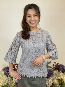 เสื้อลูกไม้ [1968#] Size 36"-50"(เสื้อลินินเสื้อออกงานเสื้องานแต่งเสื้อไปวัดเสื้อลูกไม้หรูเสื้อคนอ้วนเสื้อลูกไม้หรูเสื้อลูกไม้สวย)