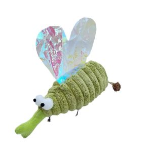 DEQIX Green Fluffy Pet Cat Toys Simulated Mosquito Soft Cat Teasing Toys Cat Accessories Bite Resistant Interactive Cat Toys Kitten Exercise