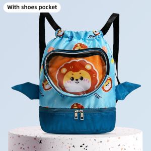 TGXDF Shoe Compartment Childrens Swimming Bag Dry Wet Separation Cute Shape Portable Beach Shoulder Bag Portable Animal Pattern Swimming Shoes Bag Beach