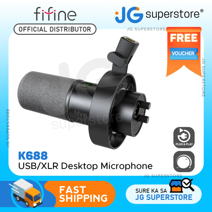 Fifine K688 USB/XLR Dynamic Desktop Microphone with Shock Mount, Volume  Control, Headphone Jack for Streaming, Studio Recording, Podcasting and   Videos, JG Superstore