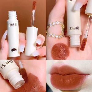 QIBEST Lip Gloss 9 Colors Nude Matte Chocolate Lipstick Waterproof Long Lasting Women Red Lip Tint Velvet Lip Glaze Cosmetics