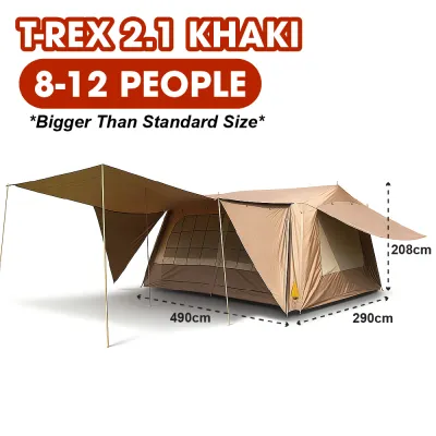 Khemah Camping Luxury Tent Village L3.0 Family Tent Waterproof Extended Awning Extra Large 8 10 People