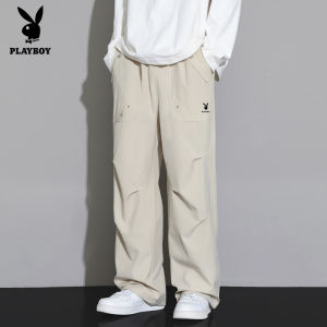 Playboy Quần Nam Thường Ngày trẻ trung mùa xuân và mùa thu thể thao dáng rộng phiên bản Hàn Quốc màu trơn quần xuông Quần thời trang