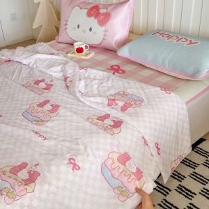 Cute KT Cat-themed cooling ice-skin summer quilt for children suitable for air-conditioned rooms and kindergarten naps thin quilt core machine washable