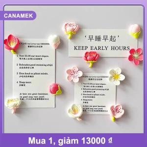 【CANAMEK】 12Pcs Sáng Tạo Bảng Trắng Phim Hoạt Hình Từ Sticker Tủ Lạnh Nam Châm Màu Hồng Hoa Nhựa Trang Trí Tủ Lạnh Nam Châm