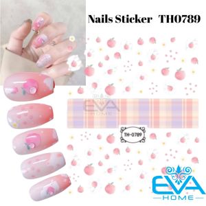 Sticker Dán Móng Tay 3D Dạng Decal Dán Chống Nước Hoạ Tiết Quả Đào Hồng Pink Peach TH0789