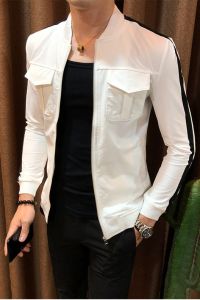 Áo Khoác Áo Khoác Nam Chất Kaki Mềm Có 2 Túi Trước Ngực Với 2 Màu Đen Trắng Dễ Phối Trẻ Trung Năng Động Mã H14