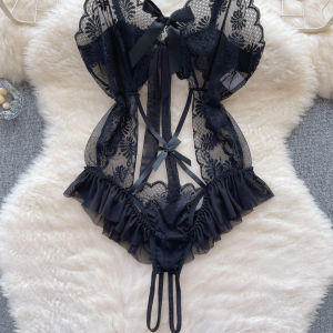 Lingerei Seksi Open Jumpsuit Pita Renda transparan Baju Tidur Wanita A261