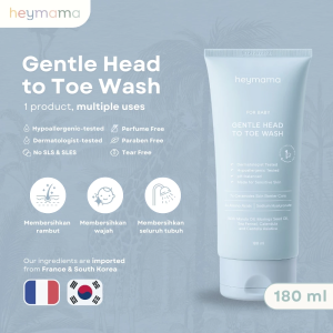HEYMAMA Gentle Head To Toe Wash 180ml | Daily Mild Face & Body Lotion 180ml | Multi Effect Wonder Balm 30gr