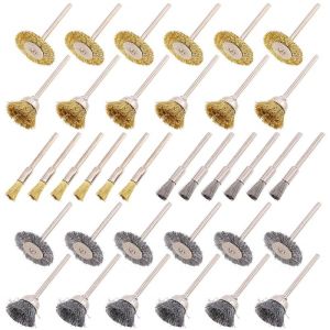 36pcs Mata Bor Sikat Kawat Mangkok Kuningan Mini Grinder Wire Brush T Pen Shaped