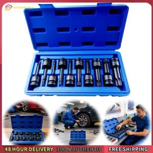 Winnereco 10Pcs Cr-V Steel Hex Socket Tool Kit Rust Proof Metric Power Nuts Drill Set Pneumatic Wrench Tool