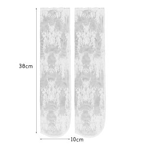 2 Pairs Summer Thin Girls Socks Lolita Solid Color Mid-calf Lace Casual Socks for Women Black White Mesh Middle Tube Floral Stockings