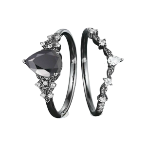 Gothic Black Zirconia Rings Adjustable Sizes 6 10 Skin-Friendly Alloy Fashion for Casual or Formal Occasions