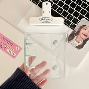 CAELARAU Nút Đôi Bìa album ảnh 3 inch A8 Mini Bìa album thẻ 3 inch Ví đựng thẻ Dây kéo Bìa album lá rời Đựng ảnh