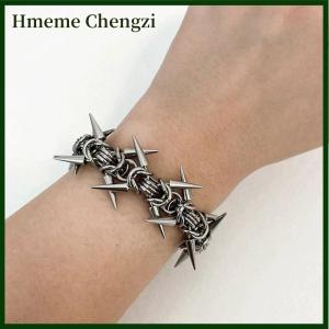 Hmeme Punk Grunge Rock Rivet Bracelet Cool Niche Bracelet Goth Charm Jewelry Hip Hop Accessories