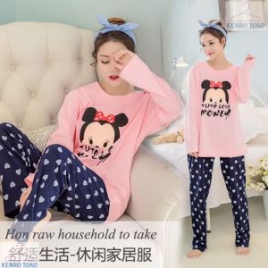 Baju Tidur Piyama Wanita Lengan Celana Panjang Tiffany Setelan Perempuan Remaja Tanggung Dewasa Korea 1set