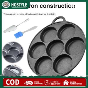 Versatile Cast Iron 7-Cup Egg Frying Pan Non Stick Pancake Pan for Camping and Outdoor Activities