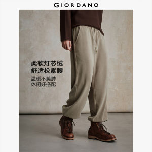 Giordano Men Corduroy Drawstring Elastic Waist Knit Tapered Pants Free Shipping 18115703