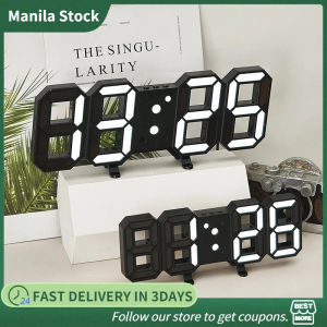 3D digital wall clock frameless LED display alarm temperature date modern decor office desk night light