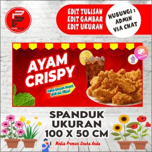 Spanduk Banner warung Ayam krispy ukuran 100 x 50 cm