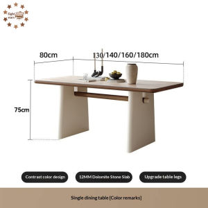[Free Delivery] Creamy Style Dining Table Ash Wood Dining Table Set Marble Dining Table  Dining Set