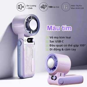 Quạt mini cầm tay 199 tốc độ gió mini quạt di động màn hình LED hiển thị tích điện pin 8000-12000mAh