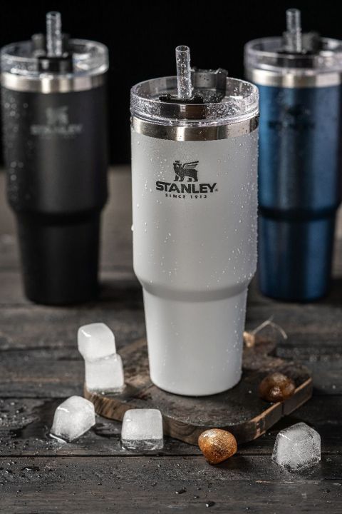 18 Stück Glas-Strohhalme Set - 12 Gerade & 6 Gebogene Für Stanley Tassen, Mit Bürsten