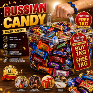 Russian Candy Mixed Flavors 1KG Clear Container Assorted Snacks Perfect for Sharing Family Friends Occasions