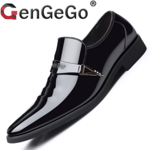 Brand GenGeGo (3 Days Delivery)COD Rubber Leather Shoes For Men Classic Retro Casual Slip On Formal Shoes Business Plus Size 45 46 47 48