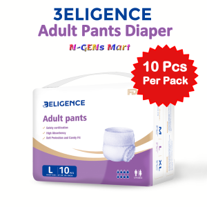 3ELIGENCE Adult Pull Up Pant Diapers (Size L) 10 Pcs Per Pack (Breathable High Absorbent Comfortable)