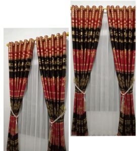 [ BISA COD ] GORDENG BLACKOUT IMPORT PRIN EMAS MERAH HITAM  KORDEN BLACKOUT MOTIF ZAKAT JENDELA  MINIMALIS PINTU PANJANG 240 CM
