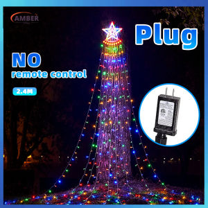 Christmas Lights Solar Waterfall Light Outdoor Waterproof Tree Waterfall String Decorations Star String Lights