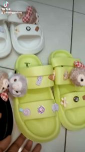 Jelly Sandal Karet Ban Dua Tali Belakang Wanita Import Model Terbaru Free Jibbitz Enteng