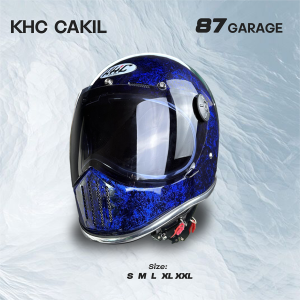 HELM CAKIL KHC MOTIF KACA LUAR LIST CHROME FULL FACE ORIGINAL SNI FREE GOGLE+SARUNG TANGAN+BUFF MASKER
