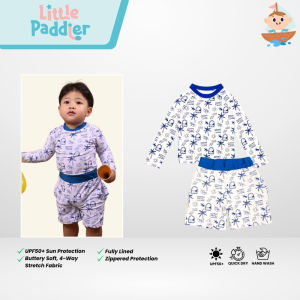 Little Paddler Matteo UPF 50+ Boys Rash Guard Set | Long Sleeve Top & Stretch Swim Shorts | 6M–7Y