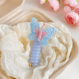 ยางมัดผมเด็ก ยางรัดผมเกลียว ยางรัดผม ยางมัดผมโดนัท ปักลายผีเสื้อน่ารัก สีแคนดี้ สไตล์เกาหลี สําหรับเด็ก