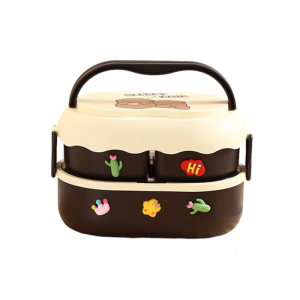 Container For Kids 1600ml Double Layer Microwave Friendly Bentos Box With Compartments School Lunch Holder