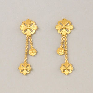 Chow Sang Sang 周生生 Cultural Blessings Blossom 999.9 24K Pure Gold Price-by-Weight 4.86g Floral Gold Earrings 86942E