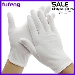 fufeng 1 Pairs New Full Finger Men Women Etiquette White Cotton Gloves Waiters Drivers Jewelry Workers Mittens Sweat Absorption Gloves